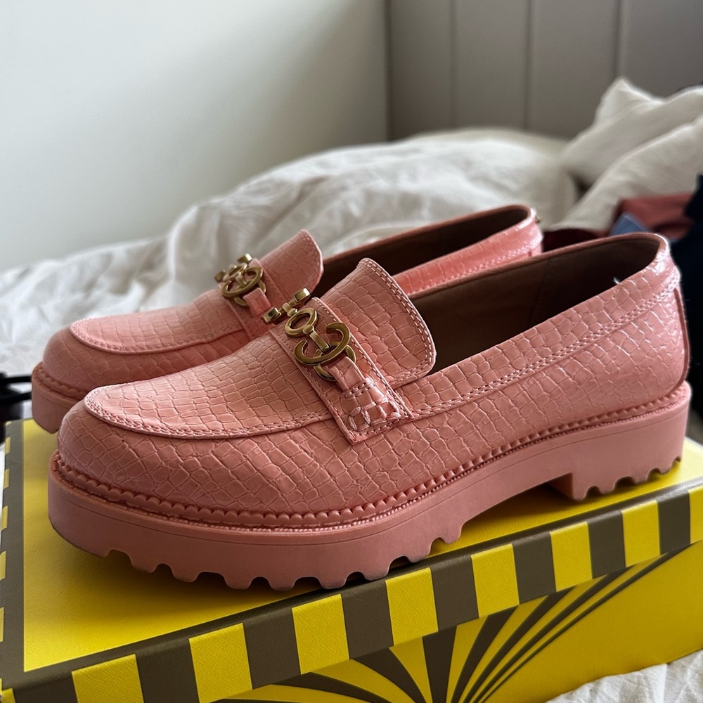 salmon pink platform loafers by sam edelman